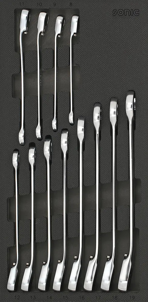 Sonic Tools 601229 Reversible Ratcheting Wrench Set, 12-Point., 12-Piece