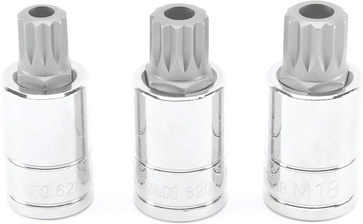 Titan 16083 3-Piece 1/2 in. Drive Tamper-Res XZN Bit Socket Set