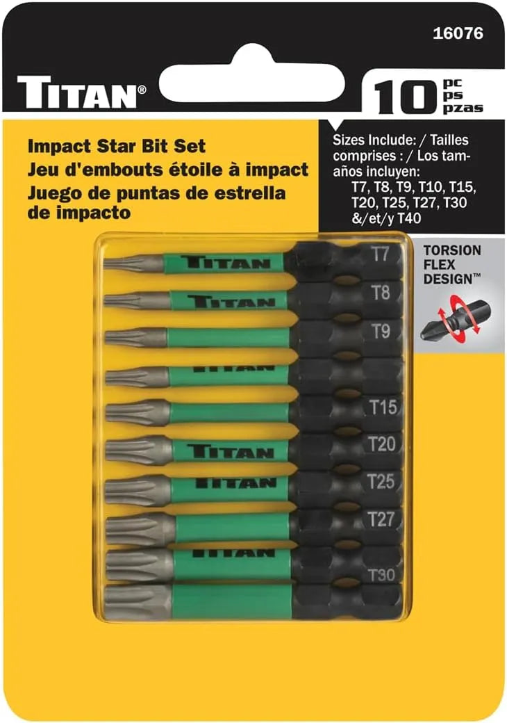 Titan 16076 10-Piece Impact Star Bit Set - Tool Leaks