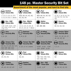 Titan 16148 148-Piece SAE & Metric Security Bit Set - Tool Leaks