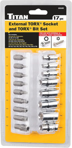 Titan 16160 17-Piece External Star Socket & Bit Set - Tool Leaks