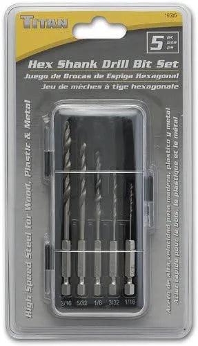 Titan 16505 5-Piece SAE Hex Shank Drill Bit Set - Tool Leaks