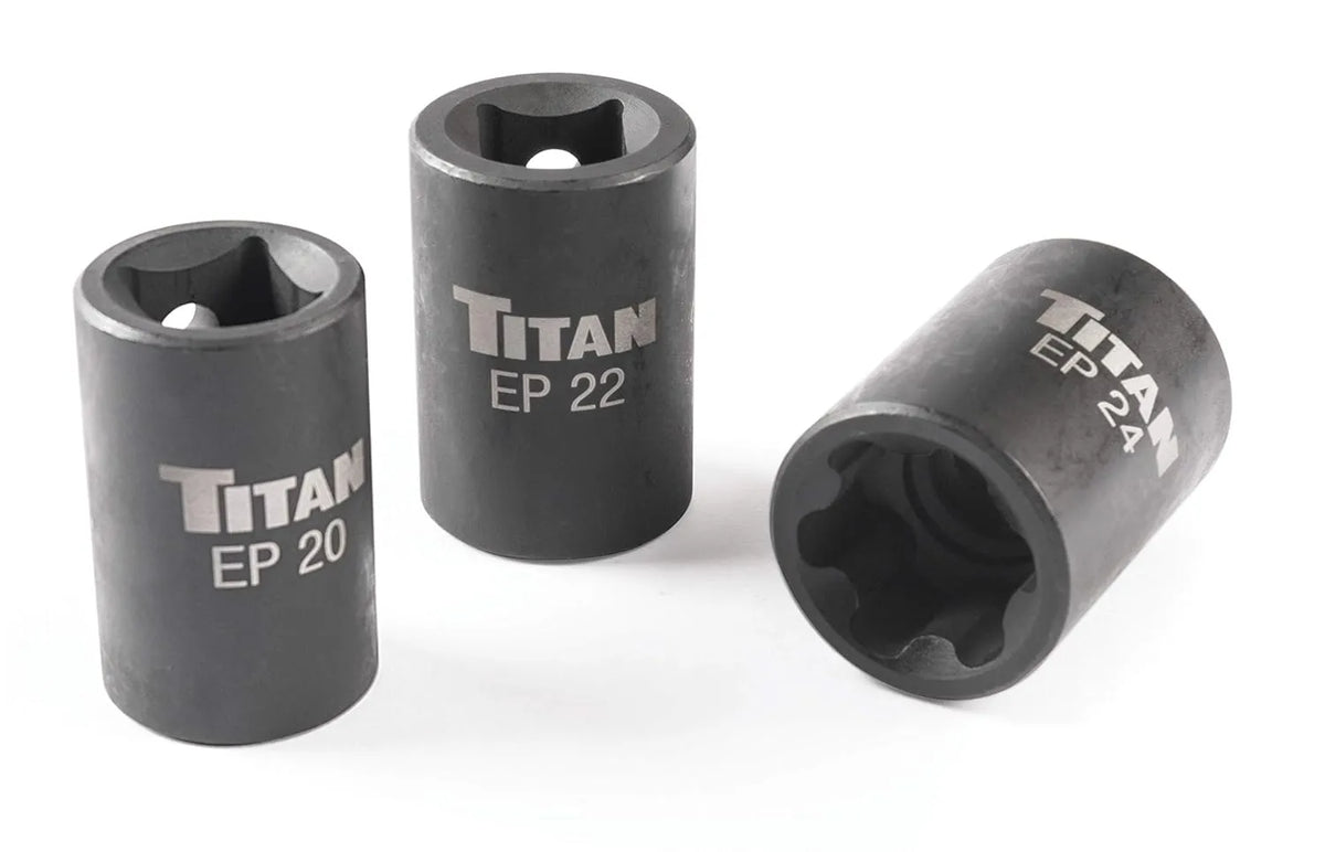 Titan 17414 3-Piece 1/2" Drive External Torx Plus Impact Sockets