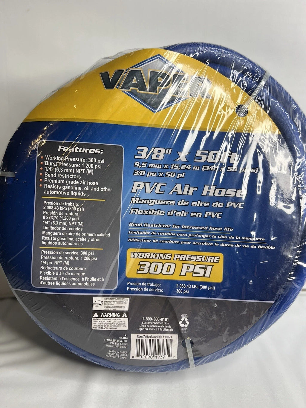 Titan 19371 3/8 in. x 50 ft. PVC Air Hose - Tool Leaks
