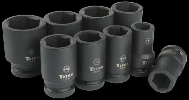 Titan 40309 9-Piece 1-Inch Drive 6-Point SAE Deep Impact Socket Set - Tool Leaks