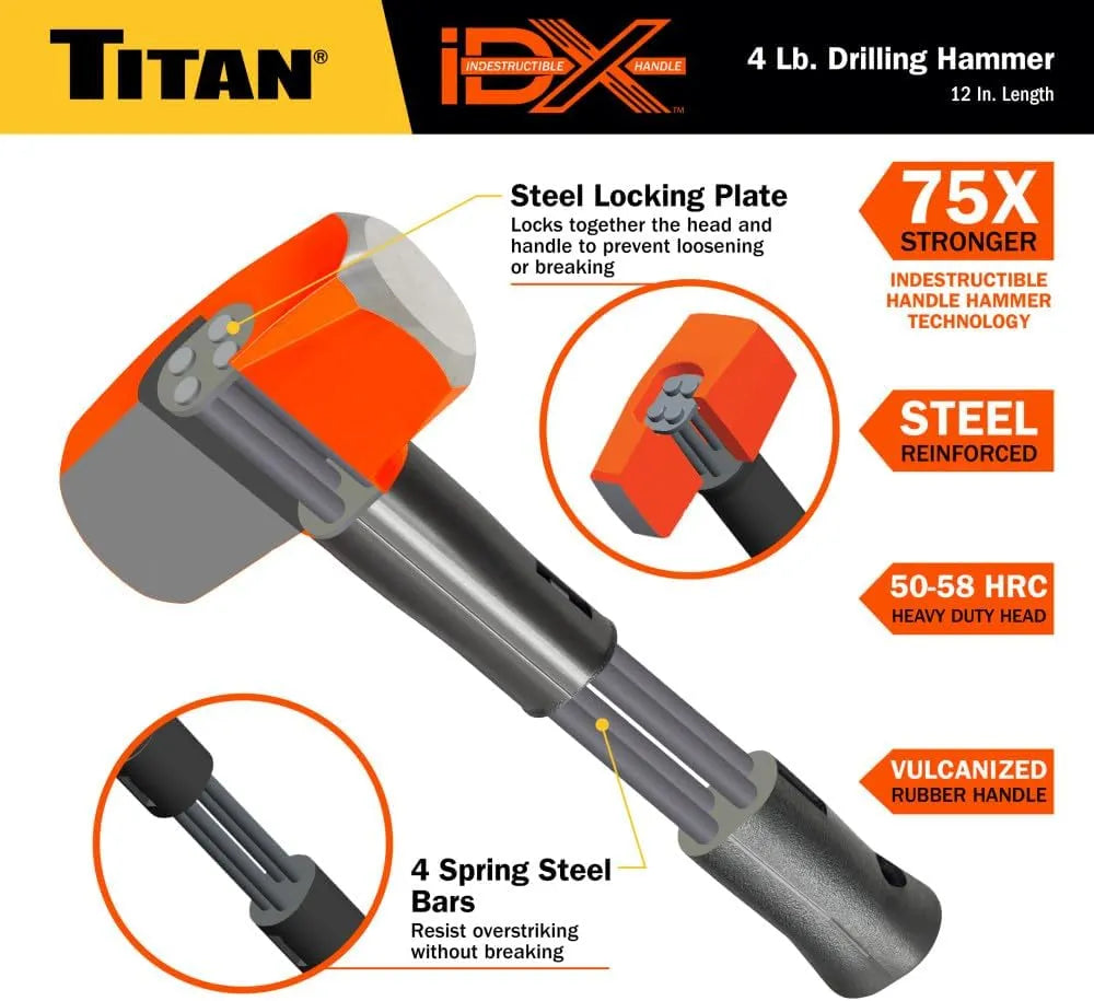 Titan 63614 iDX 4 lb. Indestructible Drilling Hammer - Tool Leaks
