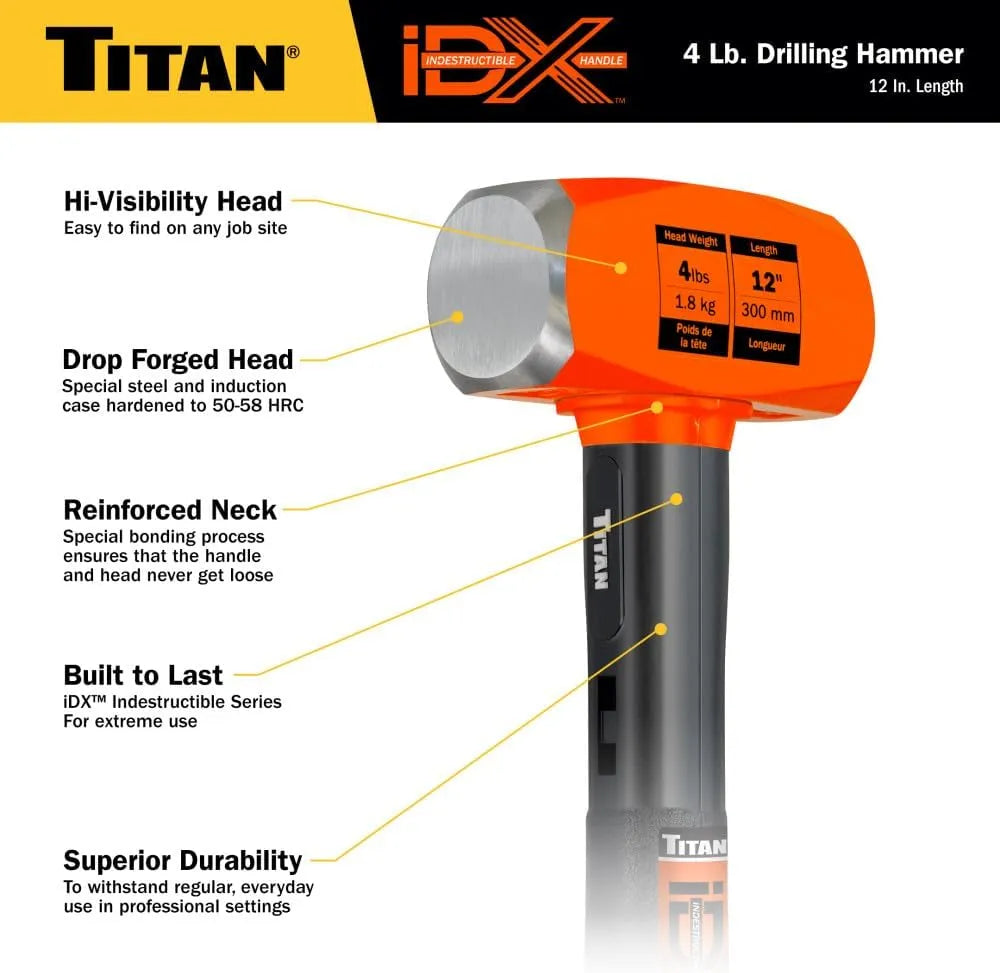 Titan 63614 iDX 4 lb. Indestructible Drilling Hammer - Tool Leaks