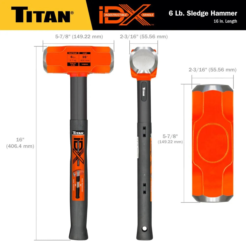 Titan 63616 iDX 6 lb. Indestructible Sledge Hammer - Tool Leaks