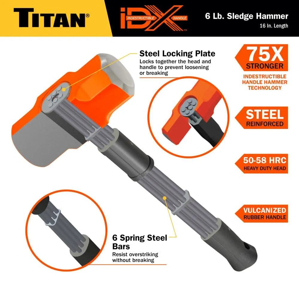 Titan 63616 iDX 6 lb. Indestructible Sledge Hammer - Tool Leaks