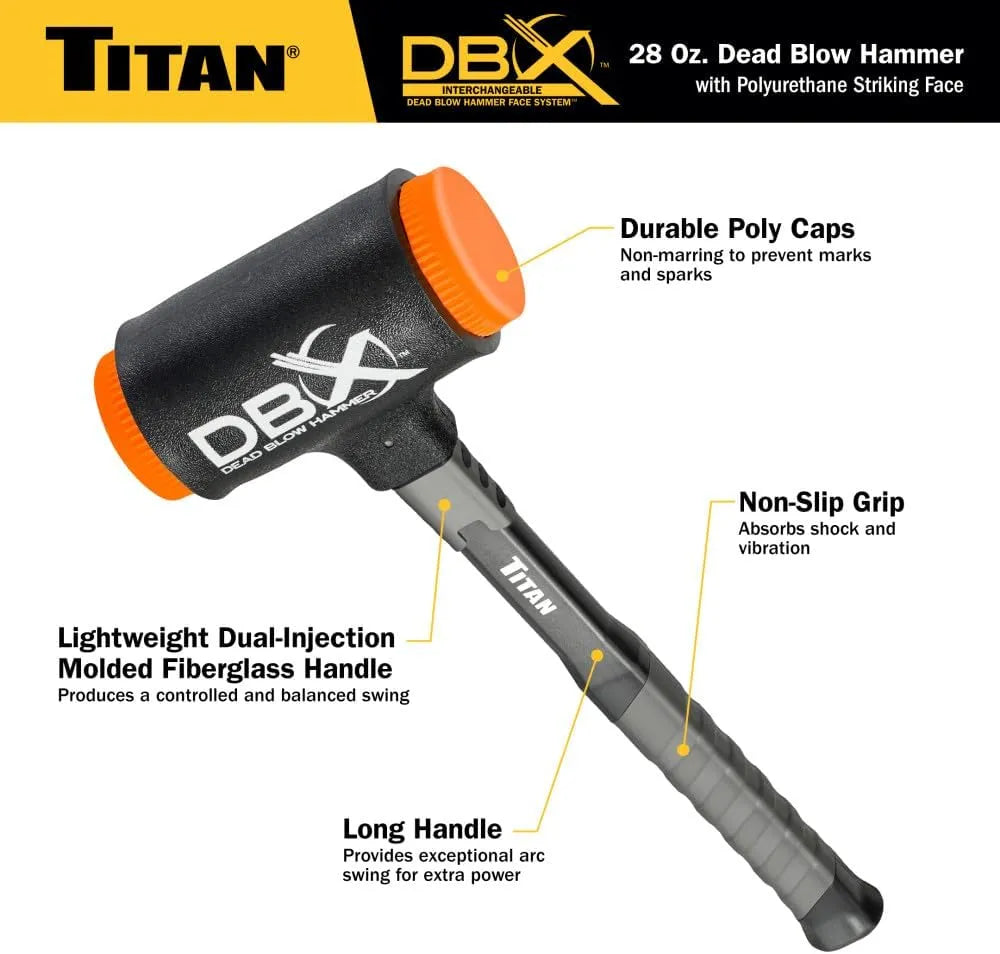 Titan 63628 DBX 28 oz Dead Blow Hammer with Polyurethane Faces