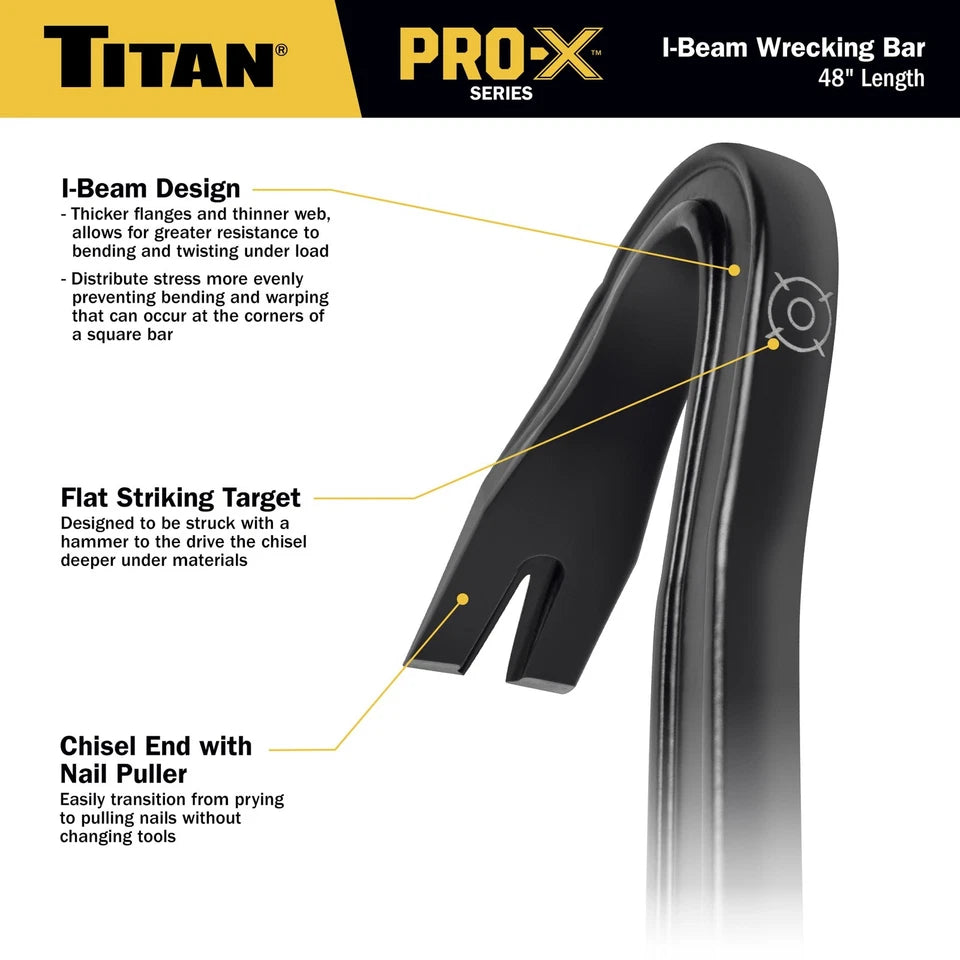 Titan 63802 Pro-X 48-Inch I-Beam Wrecking Bar - Tool Leaks