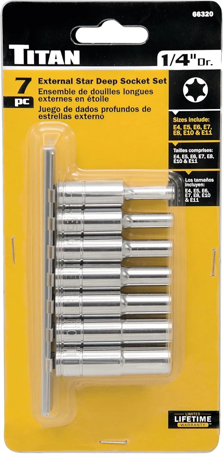 Titan 66320 7-Piece 1/4 in. Drive Deep External Star Socket Set - Tool Leaks