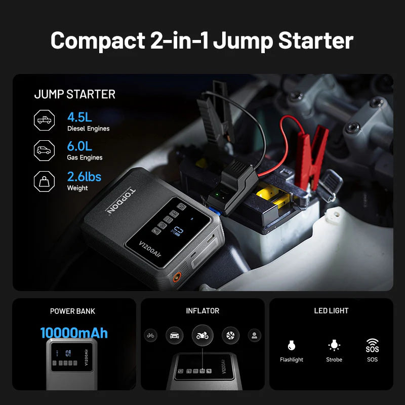 TOPDON V1200AIR Jump Starter - Tool Leaks