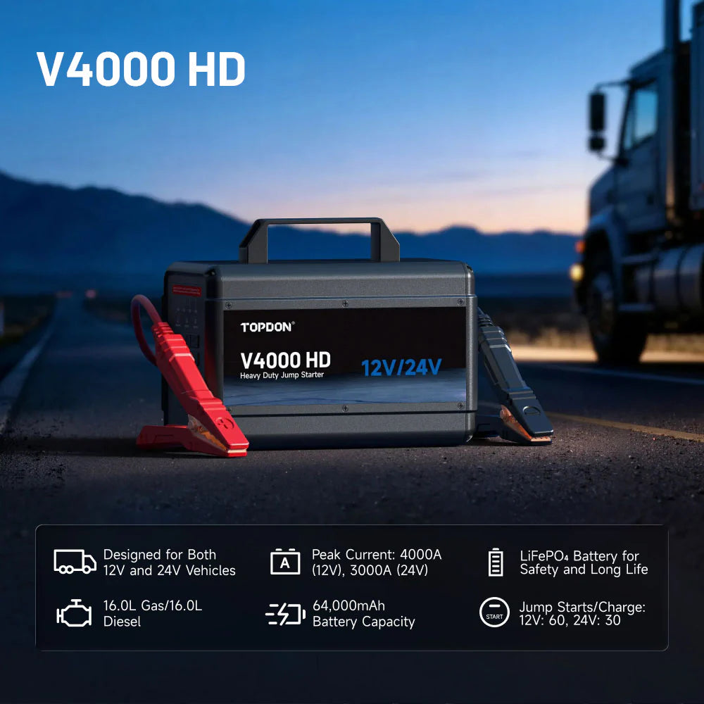 TOPDON V4000 Heavy-Duty 12V/24V 4000A Jump Starter