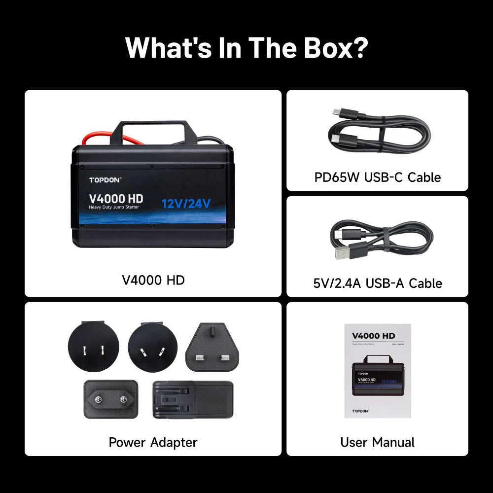 TOPDON V4000 Heavy-Duty 12V/24V 4000A Jump Starter