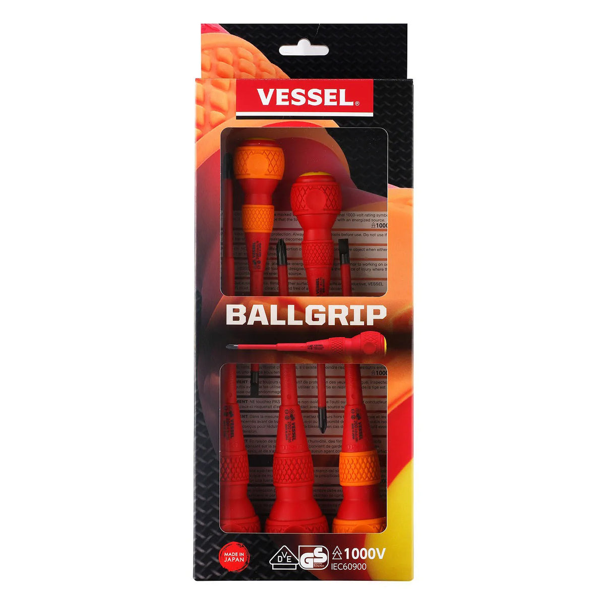 VESSEL 2005PBU BALL GRIP Insulated Screwdriver 5-Piece Set