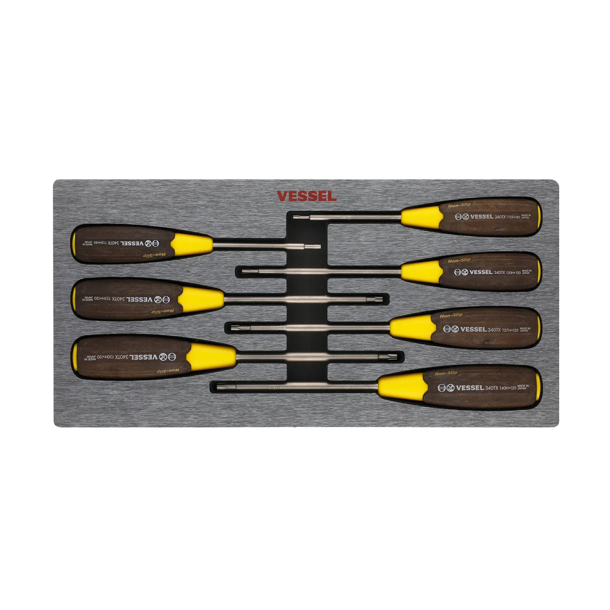 VESSEL 3407EVA WOOD-COMPO Non-Slip Torx Tamper-proof Screwdriver 7-Piece Set
