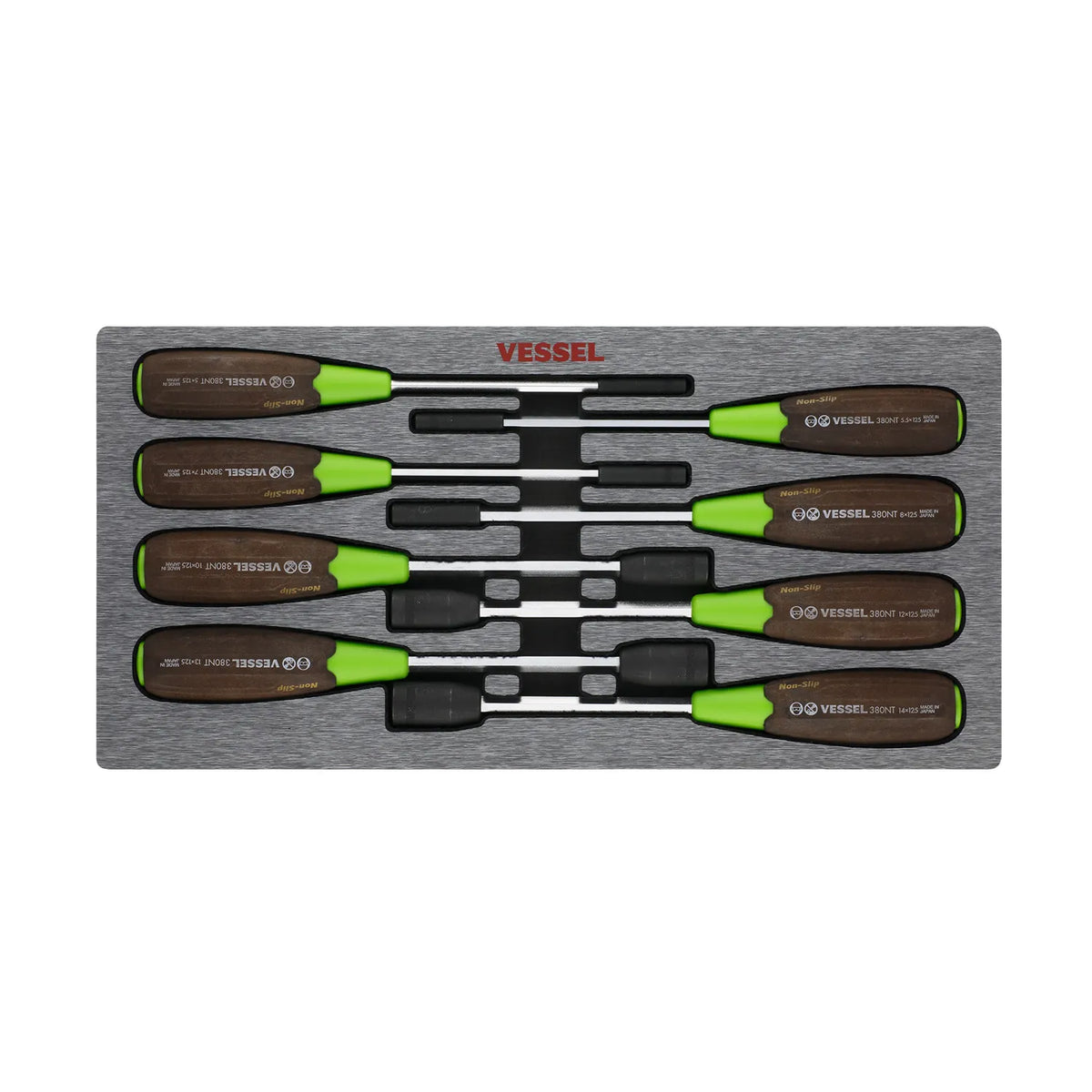 VESSEL 3808EVA WOOD-COMPO Non-Slip Hex. Nut Driver 8-Piece Set