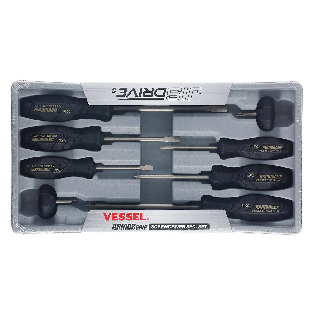 VESSEL 550A8PTU ARMOR GRIP Screwdriver 8-Piece Set - Tool Leaks