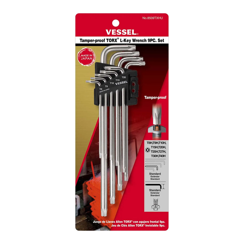 VESSEL 8509TXHU Tamper-proof Torx L-Key Wrench 9-Piece Set - Tool Leaks