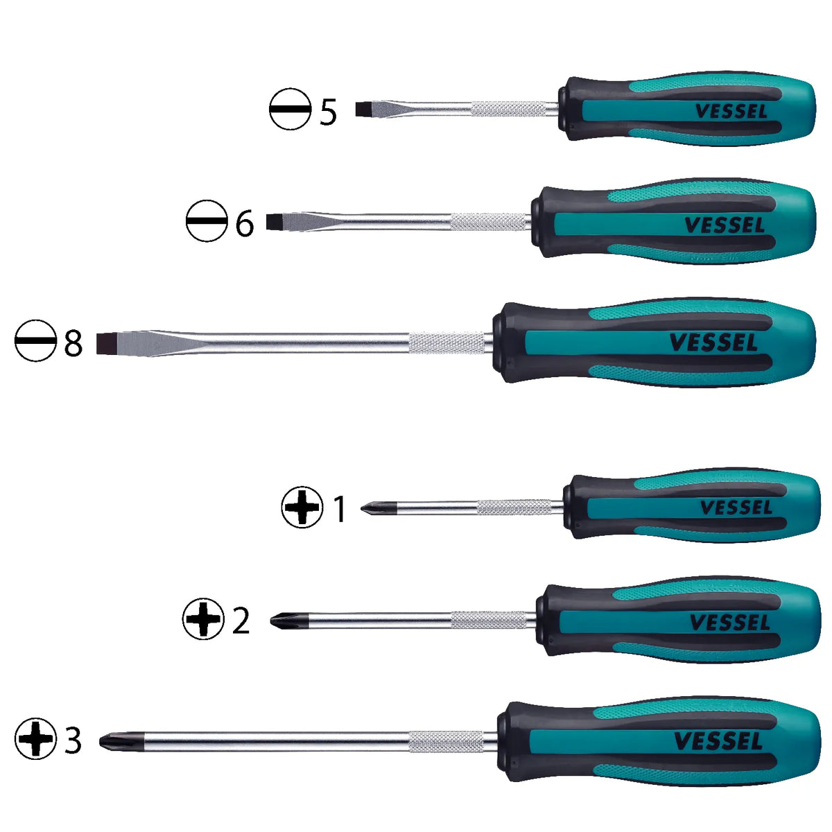 VESSEL 9006PB Megadora JAWSFIT Screwdriver 6-Piece Set