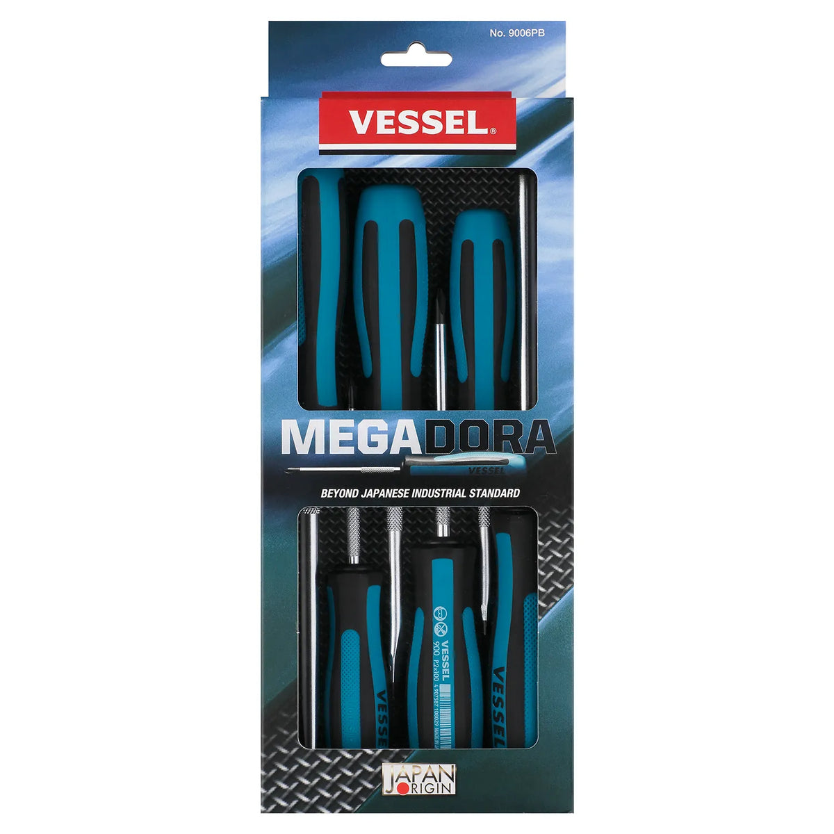 VESSEL 9006PB Megadora JAWSFIT Screwdriver 6-Piece Set