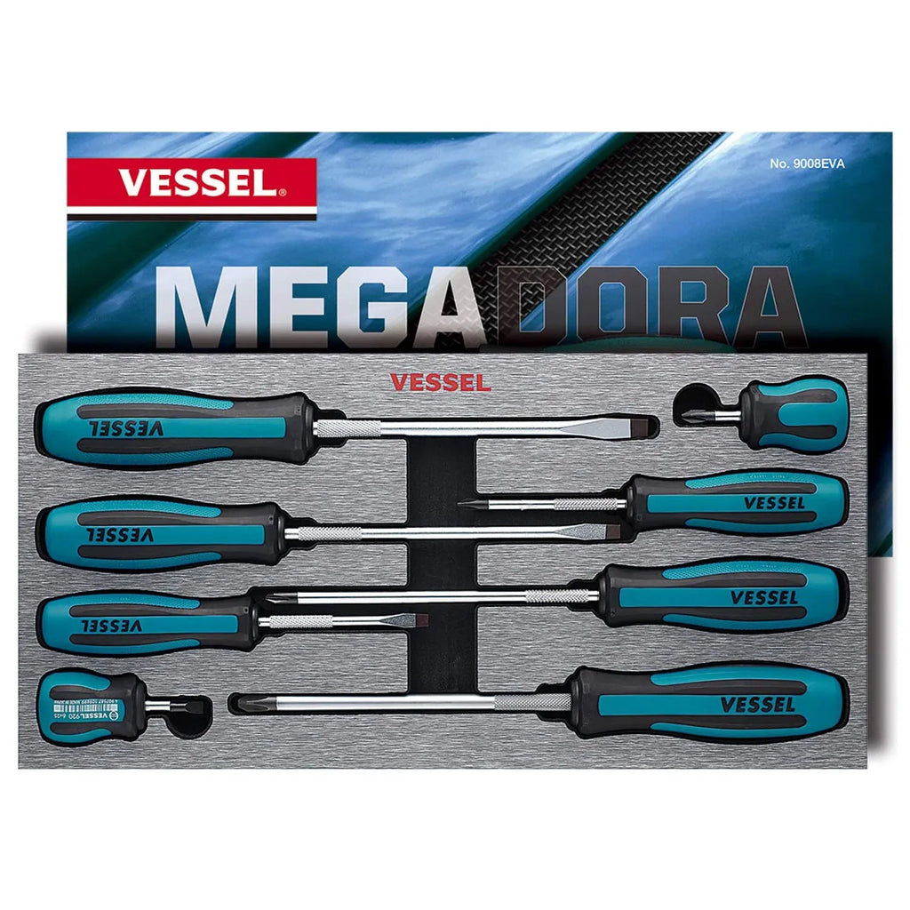 VESSEL 9008EVA Megadora JAWSFIT Screwdriver 8-Piece Set - Tool Leaks