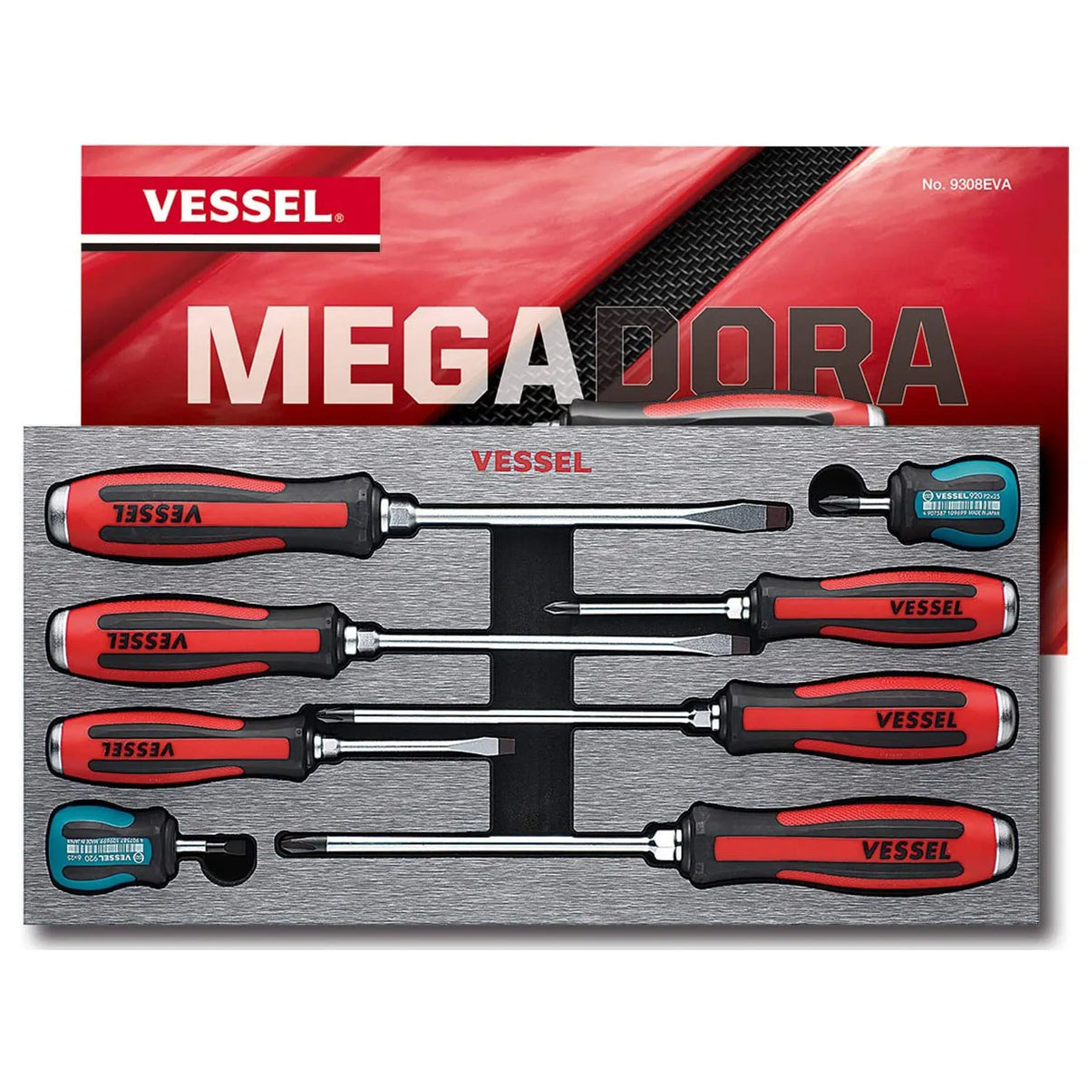 VESSEL 9308EVA Megadora Tang-through Screwdriver 8-Piece Set