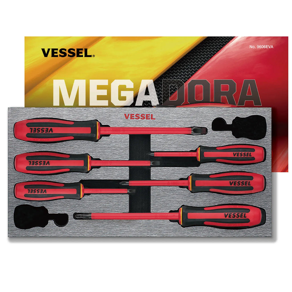 VESSEL 9606EVA Megadora Insulated Screwdriver 6-Piece Set - Tool Leaks
