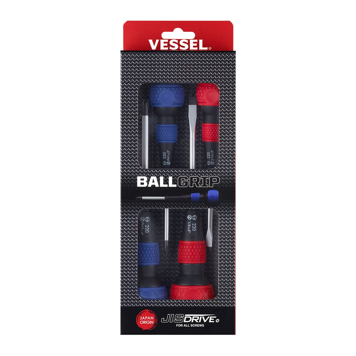 VESSEL 2204PBU BALL GRIP Screwdriver 4-Piece Set