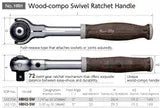 VESSEL HRW3005MSW WOOD-COMPO Swivel Socket Wrench 3/8" Drive 16-Piece Set