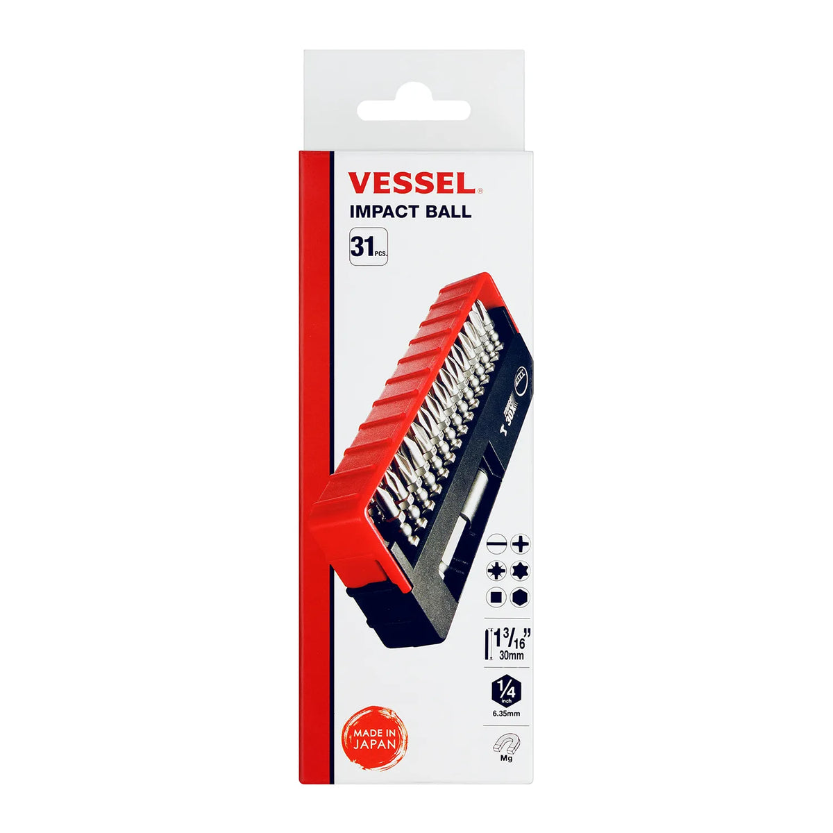 VESSEL IB31P02U IMPACT BALL Torsion Bit 30+1-Piece Set in SLIDE CASE
