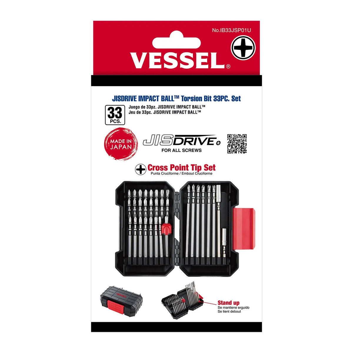 VESSEL IB33JSP01U JISDRIVE Impact Ball Torsion Bit 33-Piece Set