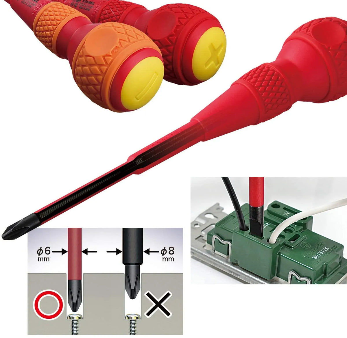 VESSEL 2005PBU BALL GRIP Insulated Screwdriver 5-Piece Set