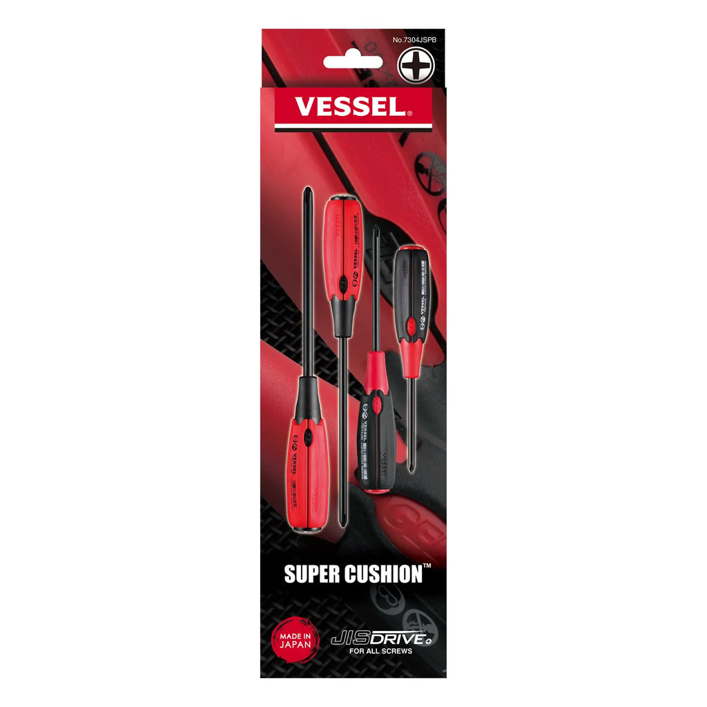 VESSEL 7304JSPB SUPER CUSHION JISDRIVE Screwdriver 4-Piece Set - Tool Leaks