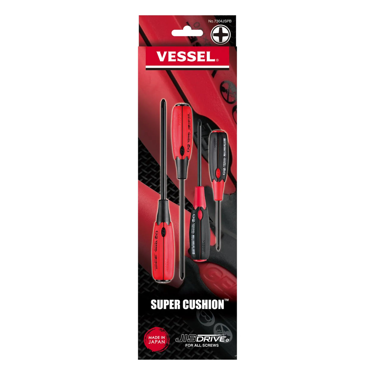 VESSEL 7304JSPB SUPER CUSHION JISDRIVE Screwdriver 4-Piece Set