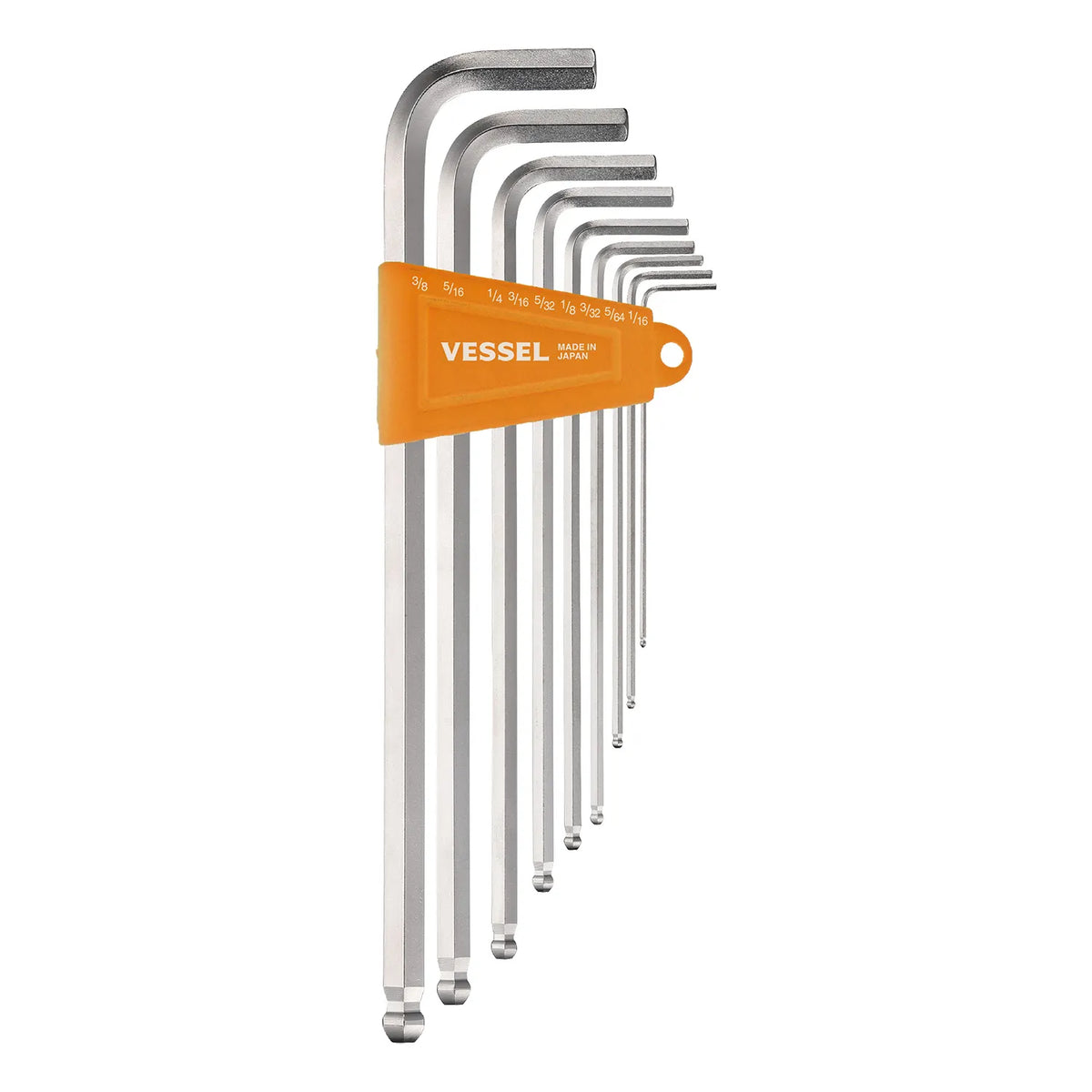 VESSEL 8309BPXLU Ball Point Hex L-Key Wrench (Extra Long Type) 9-Piece Set