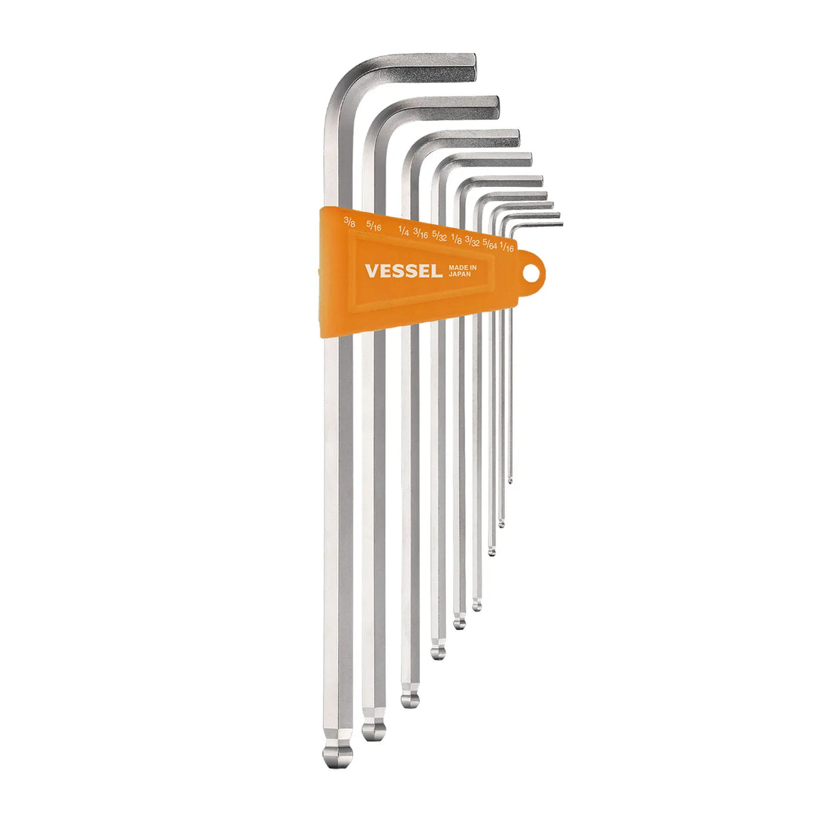 VESSEL 8309BPLINU Ball Point Hex L-Key Wrench (Long Type) (Inch) 9-Piece Set