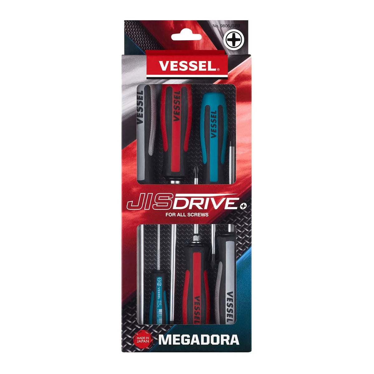 VESSEL 9806JSPB Megadora JISDRIVE Screwdriver 6-Piece Set