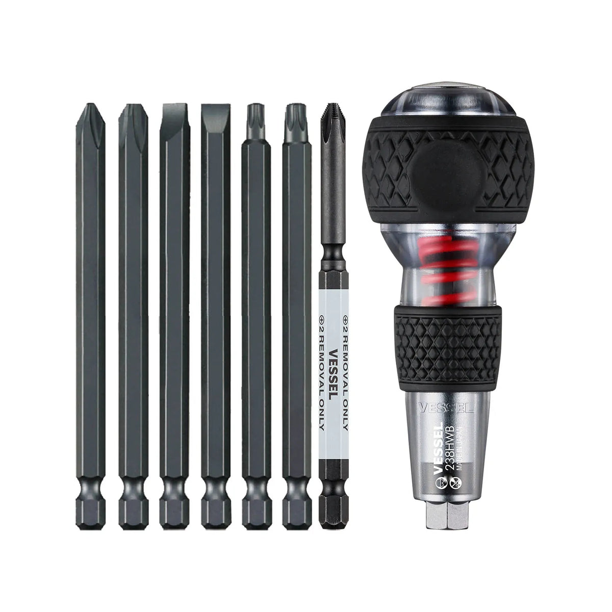 VESSEL 238HWB7PU IMPACT & OUT Screwdriver & 7-Piece Bit Set