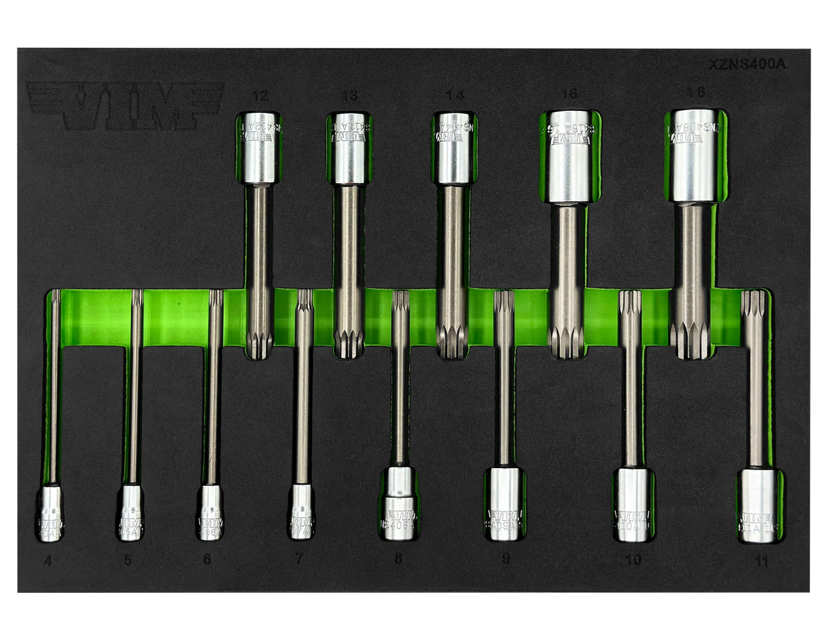 VIM Tools XZNS400A 13-Piece 4" OAL. XZN Triple Square Driver Set - S2 Steel