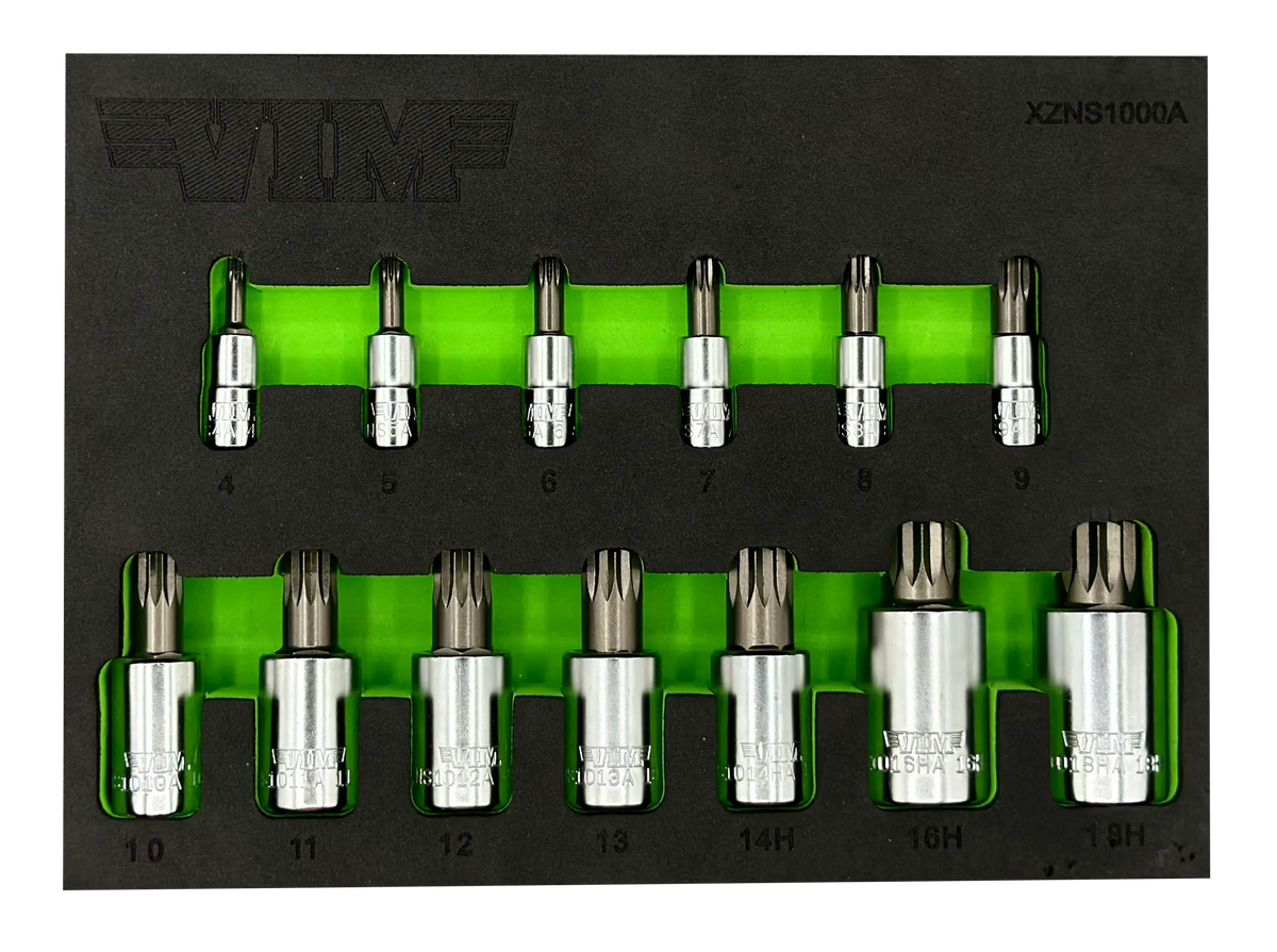 VIM Tools XZNS1000A 13-Piece XZN Triple Square Driver Set - S2 Steel