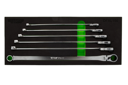 VIM Tools DFXL100 6-Piece Deep Spline Ratcheting Flex Head XL Wrench Set