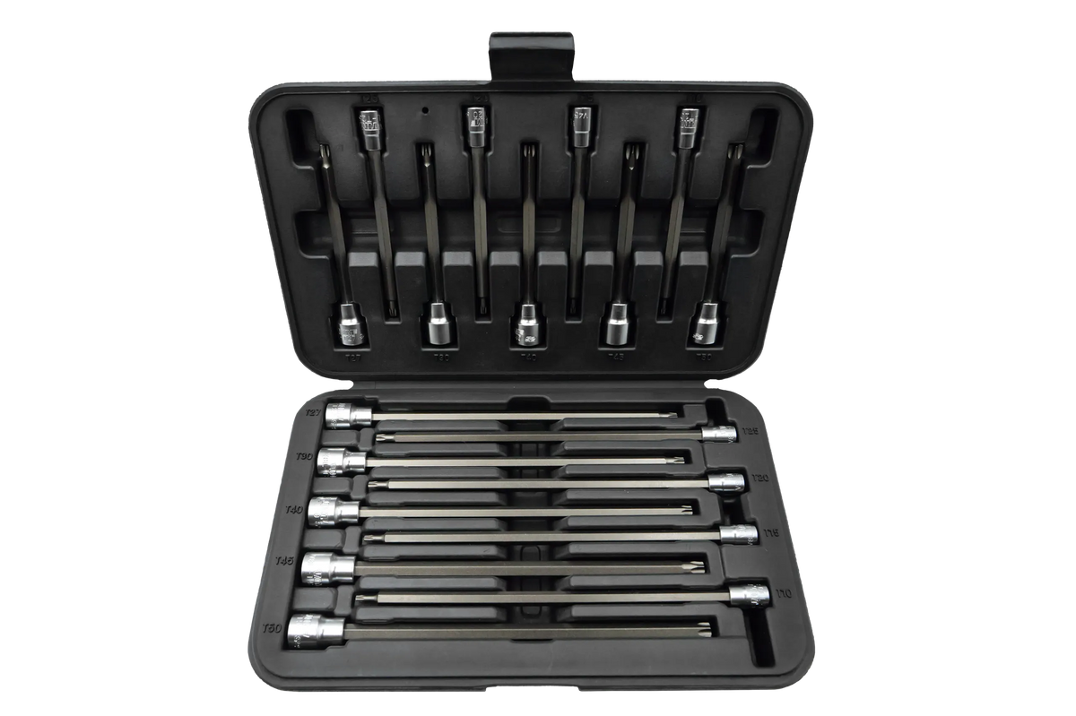 VIM Tools V458L 18-Piece Long Torx Master Set, 9-Piece 4.5" Long T10 through T50, 9-Piece 8" long T10 through T50