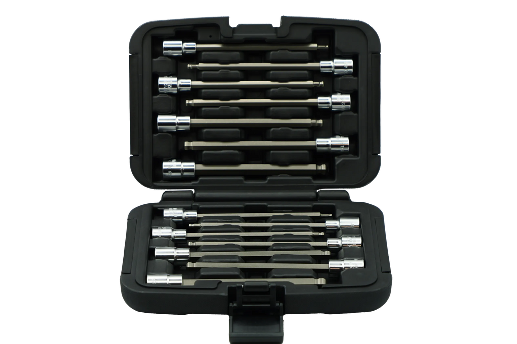 VIM Tools BHXLM100 14-Piece 3/8" Drive Master XL Ball Hex Driver Set, 6" OAL, Includes: 3mm - 10mm, 1/8" - 3/8" - Tool Leaks