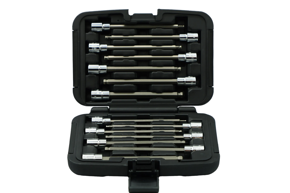 VIM Tools BHXLM100 14-Piece 3/8" Drive Master XL Ball Hex Driver Set, 6" OAL, Includes: 3mm - 10mm, 1/8" - 3/8"