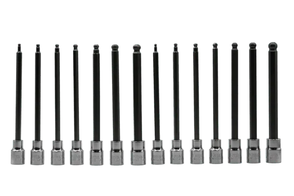 VIM Tools BHXLM100 14-Piece 3/8" Drive Master XL Ball Hex Driver Set, 6" OAL, Includes: 3mm - 10mm, 1/8" - 3/8"