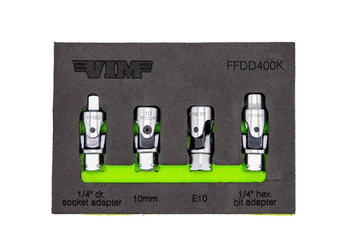 VIM Tools FFDD400K 4-Piece Firm-Flex Dual-Drive 1/4" x 11mm Universal Joint Kit