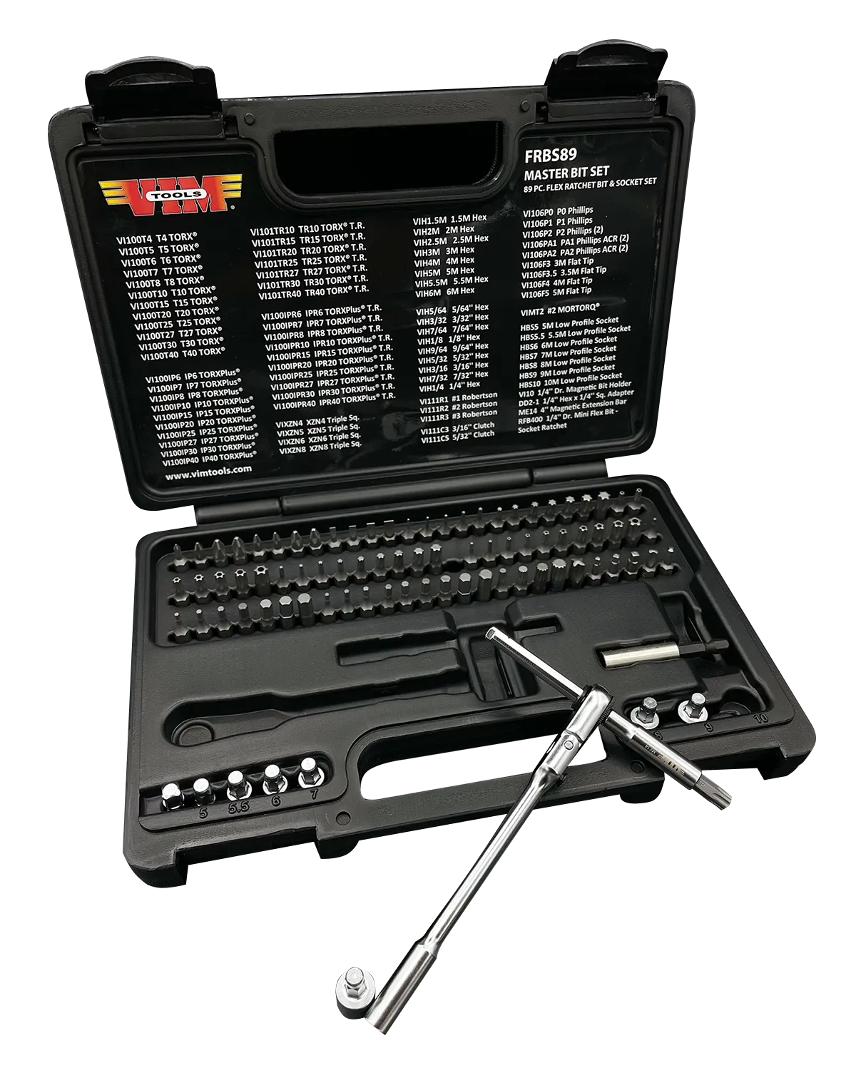 VIM Tools FRBS89 89-Piece master bit set with 1/4" flex ratchet (includes RFB400K)