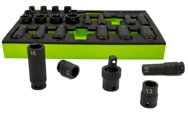 VIM Tools IMPACT625M 25-Piece 3/8" Drive Metric Impact Socket Set